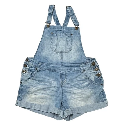 Vintage Bongo Denim Overall Shorts Womens L Light Wash Jean Shortalls Casual Y2K - Image 1 of 4