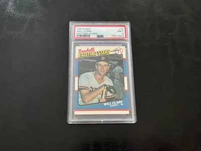 PSA 9 MINT WILL CLARK GIANTS 1987 FLEER EXCITING STARS ROOKIE RC #10 RARE! - Image 1 of 2