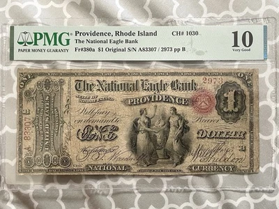 1875 $1 The National Eagle Bank - Providence, RI - Fr# 380a - PMG 10 VG - Image 1 of 2