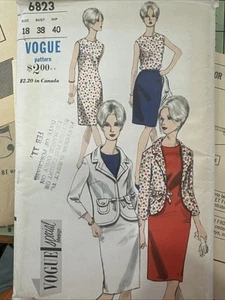 Vogue Schnittmuster 6823 Kleid Jacke Rock Top Gr 18 Brust 38 Hüfte 40 ungeschnitten - Bild 1 von 7