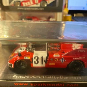 Out Of Print 1/43 Spark Porsche 908/03 24 Hours Le Mans 1974 Good Condition - Picture 1 of 12