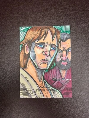 2024 Topps Star Wars Masterwork Dooku & Qui-Gon Sketch Card by Mike Mastermaker - Image 1 of 2