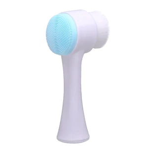 3D Double Silicone Facial Cleansing Brush Manual Massage Facial Brush Soft Brist - Foto 1 di 14