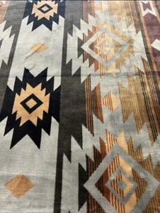 Native American Blanket Style 2 Ply Plush Reversible Size King Gray Wow 102”x87” - Picture 1 of 6