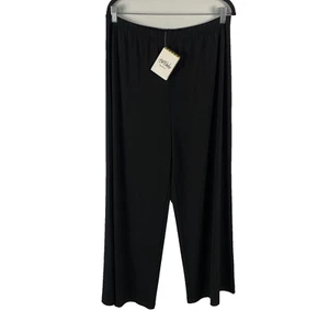 Bob Mackie Wide Leg Pull On Pants Size XL Wearable Art Stretch Black NWT - Picture 1 of 5