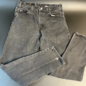 Jeans Vintage Levis Nero 550 Relaxed Straight Fit Denim USA 31X30 Invecchiato Indossato - Foto 1 di 10