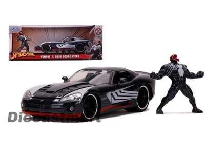 Jada 1:24 Hollywood Rides 2008 Dodge Viper W Figures Venom 31750 Spider Man - Image 1 of 4