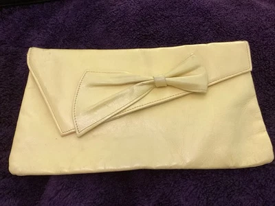 Vintage Yellow Leather Grab Bag Handbag Stud Fastener Ideal Weddings - Image 1 of 4