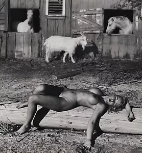 Foto de gelatina plateada desnuda de Andre De Dienes 1960 modelo de granja fotografía de caballo, certificado de autenticidad - Imagen 1 de 8