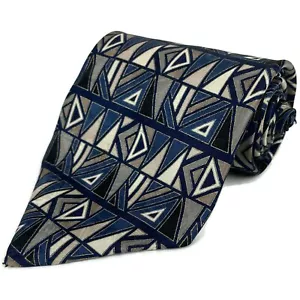 Cravatta Zylos George Machado uomo blu argento seta cravatta retrò geometrica 57L 3,75W - Foto 1 di 10