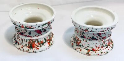 Juego de 2 Candelabros Cerámica Decoración del Hogar - Blanco, Verde, Naranja-Rojo Foto 1 de 4