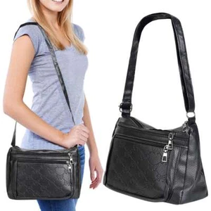 Women Soft Leather Shoulder Crossbody Bag Work Travel Ladies Women Handbag Black - Picture 1 of 12