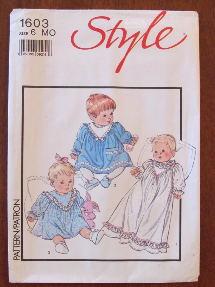 STYLE PATTERN - 1603 BABIES GIRL DRESS FRONT V-YOKE LACE TRIM SIZE 6mths UNCUT  - Image 1 of 2