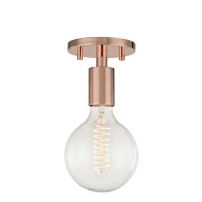 Ava 1-Light 5-in Polished Copper Incandescent Semi-flush Mount Light H109601-POC - Image 1 of 4
