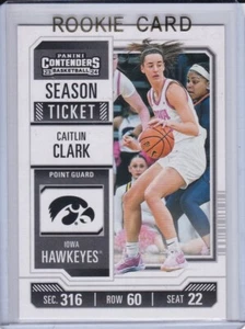 TARJETA DE NOVATO CAITLIN CLARK Iowa Baloncesto WNBA Indiana Fiebre BOLETO DE TEMPORADA RC - Imagen 1 de 2
