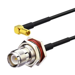 RP TNC Female bulkhead O-ring to SSMB Jack RA Pigtail cable RG174 15cm Wireless - Picture 1 of 3