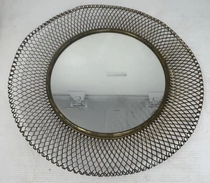 Vtg French Mategot Style Bauhaus Metal Wall Mirror 50’s MCM Wall Decor Gold Tone - Picture 1 of 7