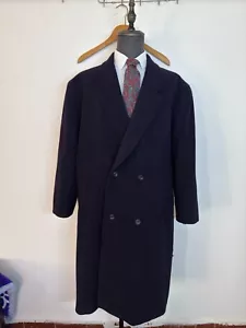 Vintage Double Breasted bespoke Classic Cashmere Wool belted OverCoat 50R 52R - Picture 1 of 24