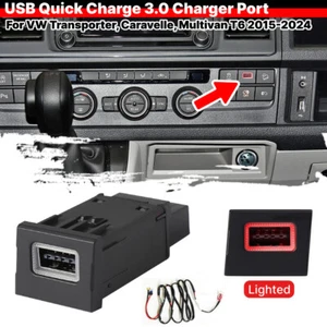 Presa Caricabatterie Auto USB-A QC3.0 Per VW Transporter Multivan T6 2015-2024 - Picture 1 of 6