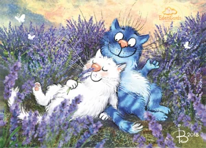 Lavendel: Rina Zenyuk blaue Katzen Kunst Kätzchen Kätzchen Postkarte Рина Зенюк Zeniuk - Bild 1 von 1