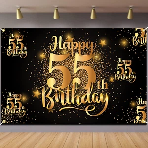 Happy 55Th Birthday Backdrop Banner Step and Repeat 55 Years Old Background Deco - Picture 1 of 12