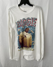 Biggie Mens Graphic Long SleeveT-Shirt White Mo Money Mo Problems Size Large New