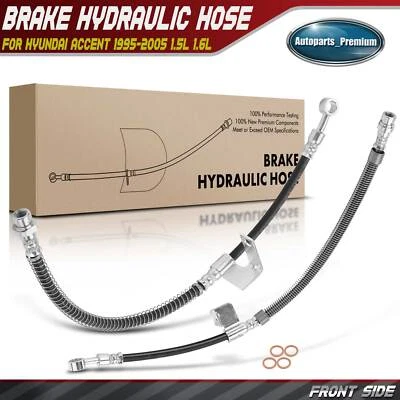 2x Línea de manguera hidráulica de freno delantero izquierdo y derecho para Hyundai Accent 1995-2005 Foto 1 de 4
