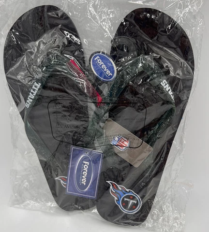 Tennessee Titans Glitter Flip Flops Women Forever Collectibles, XL New Sealed Cover
