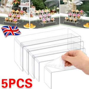 5Pcs Acrylic Clear Display Shelves Perspex Stands Risers Shelf Retail Shop C - Picture 1 of 14