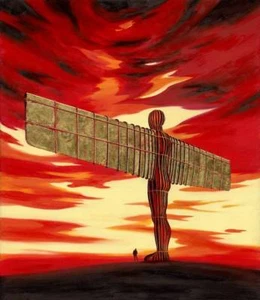NEW ORIGINAL ALAN REED "Angel Sunrise" of the North TYNESIDE OIL PAINTING - Picture 1 of 1