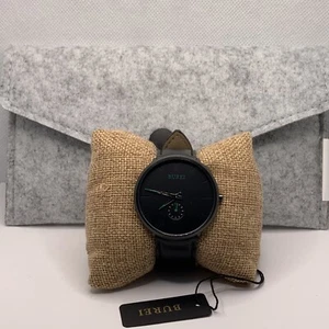 Burei S-6024M Men's Black Leather Fashion Minimalist Analog Dial Watch FRY195 - Picture 1 of 11
