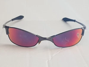 OAKLEY WIRETAP 1.0 SUNGLASSES Pewter Frame With Red Icons & Red Iridium Lenses - Picture 1 of 15