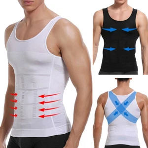 Men Slimming Body Shaper Vest Abs Abdomen Compression Shirts Workout Tank Top US - Picture 1 of 38
