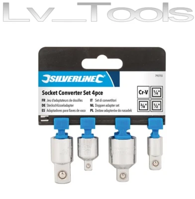 ADATTATORI RIDUTTORI 1/4" 3/8" 1/2" SET 4pz FEMMINA MASCHIO 793755 - Immagine 1 di 2