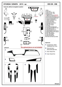Real Carbon Fiber Dash Trim Kit for Hyundai Sonata w/o navigation 2015 - 2017 - Picture 1 of 1