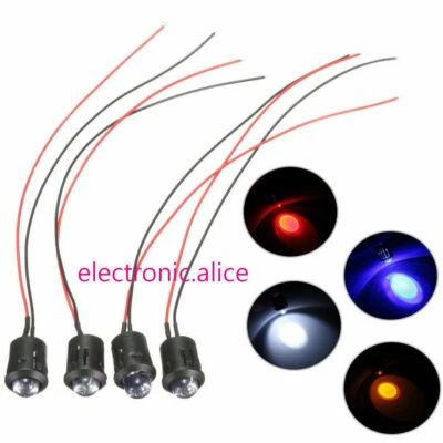 DC12V Clear LED Diode 20cm With Holder Wire Light Emitter Pre-Wired Cable - Image 1 of 4