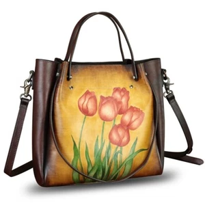 Echtleder Geldbörsen und Handtaschen für Damen handbemalt Beuteltasche Schultertasche - Bild 1 von 7