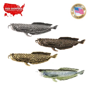 Pewter Arowana Tropical Fish Lapel Pin or Refrigerator Magnet, Made in USA F097 - Picture 1 of 9