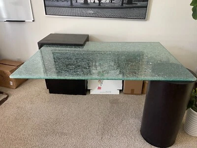 Contemporary/Industrial Shattered Glass Executive Desk w/Drawers - Free Shipping - Image 1 of 4