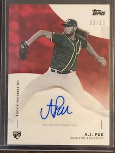 2020 Topps Progression #33D-A A.J. Puk Oakland Athletics AUTO AUTOGRAPH RC 03/10 - Picture 1 of 2