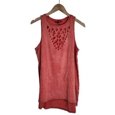 Rock & Republic Tank Women's Medium Cut-Out Chest Top Orange - Image 1 of 4