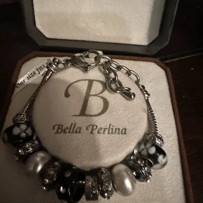Bella Perlina Personalized Jewelry A. Blk& Silver Bracelet (One size fits all) - Image 1 of 4