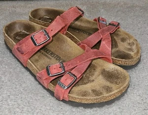 Sandali Birkenstock Franca rosso fuoco in pelle oliata taglia 39 L8 M6 - Foto 1 di 7