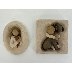 Willow Tree Wall Plaque Hug My Friend Girl Dog Susan Lordi Demdaco - Picture 1 of 5