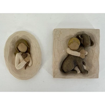 Willow Tree Wall Plaque Hug My Friend Girl Dog Susan Lordi Demdaco - Image 1 of 4