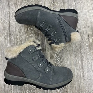 Earth Origins Boots Suede Leather Flux Fur Upper Ankle Booties Womens 8W Gray - Picture 1 of 10