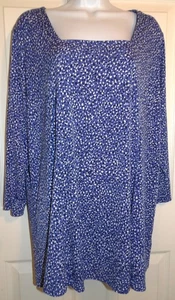 Ausgezeichnetes blau/schwarz/weiß bedrucktes SUSAN GRAVER 3/4-Ärmel-Top mit eckigem Ausschnitt - 1X - Bild 1 von 2