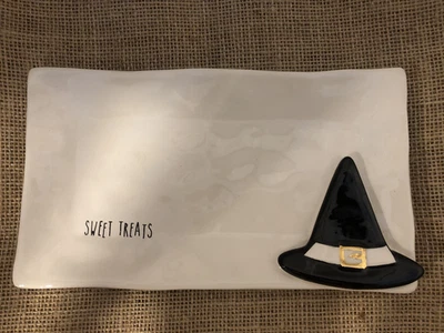 NUEVO Sombrero de bruja de cerámica de Halloween golosinas dulces plato bandeja para servir por Mud Pie Foto 1 de 4