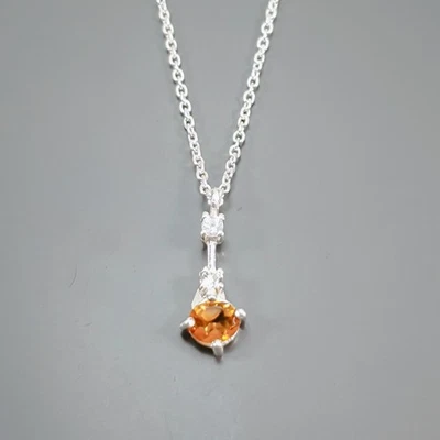 Ювелирные изделия подарок натуральный цитрин ожерелье 925 пробы 17,5»/N27302 - Изображение 1 из 4
