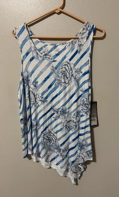 Women’s Ruff Hewn Grey SOFT Sleeveless Top Asymmetrical Hem Large Rayon Spandex - Image 1 of 4